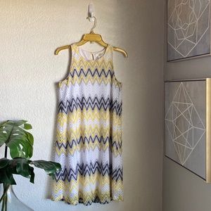 Tacera L Yellow & Grey Chevron Pattern in  knit fabric backed with white lining